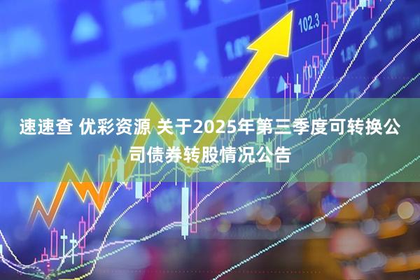 速速查 优彩资源 关于2025年第三季度可转换公司债券转股情况公告